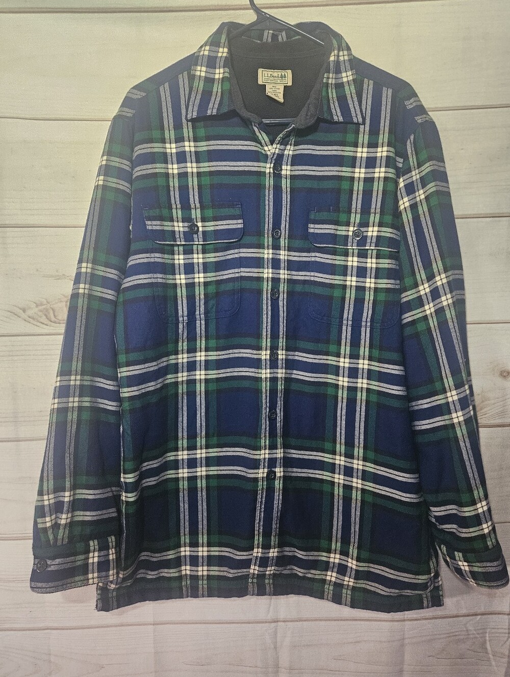 Vintage LL Bean Fleece Lined Plaid Flannel Shacket Men M Regular
